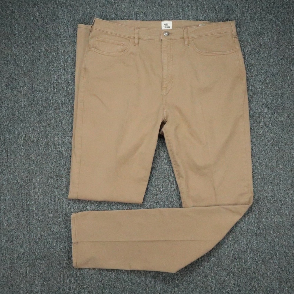 Flint and Tinder Pants Mens 38x36 Khaki Tan 365 Tapered 5 Pocket Chino Trouser